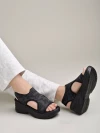 Stylestry Lightweight Comfortable Daily Wear & Trendy Flatforms Black Sandals for Women & Girls