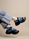 Stylestry Smart Casual Black & Blue Sporty Sandals For Women & Girls