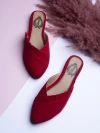 Stylestry Womens & Girls Red Solid Velvet Mules