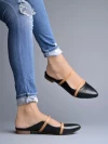 Stylestry Stylish Black Flat Mules For Women & Girls