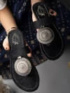 Stylestry Ethnic Jewel Detailed Black Flats For Women & Girls