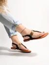 Stylestry Stylish Ethnic Black Flat Sandals For Women & Girls