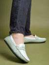 Stylestry upper Strip Detailed Green Loafers For Women & Girls