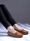 Stylestry upper Suede Detailed Tan Loafers For Women & Girls