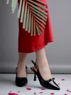 Stylestry Smart Casual Glossy upper detailed Black Pumps for Women & Girls