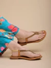 Stylestry Metallic Ethnic Copper Flat Sandals For Women & Girls