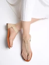 Stylestry Stylish Ethnic Cream Flat Sandals For Women & Girls