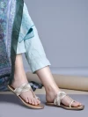 Stylestry Ethnic Rose-Gold Kolhapuri Flats For Women & Girls