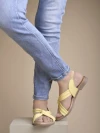 Stylestry Cross Strap Yellow Flat Sandals For Women & Girls