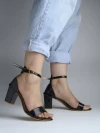 Stylestry Womens & Girls Black Woven Design Block Heels Sandals