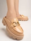 Stylestry Front Buckle Detailed Beige Loafers For Women & Girls