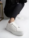 Stylestry Quilted Detail Lace-up White Sneakers For Women & Girls