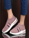 Stylestry Womens & Girls Peach Lace Up Casual Walking Shoes