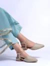 Stylestry Embellished Buckle Pointed Toe Stylish Golden Pumps For Women & Girls