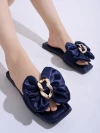Stylestry Stylish Oversized Bow Detailed Blue Flats For Women & Girls