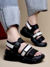 Stylestry Smart Casual Black & White Sporty Sandals For Women & Girls