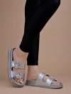 Stylestry Embellished Silver Flats For Women