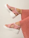 Stylestry Lightweight Comfortable Daily Wear & Trendy Flatforms Pink Sandals for Women & Girls