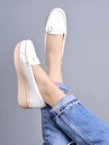 Stylestry upper Bow Detailed White Loafers For Women & Gilrs