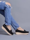 Stylestry upper Bow Detailed Black Loafers For Women & Gilrs