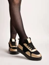 Stylestry Smart Casual Lace-Up Golden Sneakers For Women & Girls