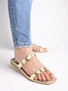 Stylestry Faux Pearl Décor Golden  Slip-on Flat Sandals for women
