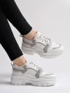 Stylestry Lace-up Detail Grey Chunky Sneakers For Women & Girls