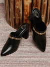 Stylestry Pointed Toe with Stylish Golden Chain Black Pumps Women & Girls