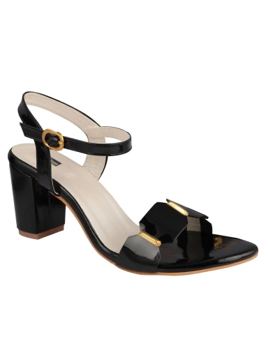 Shoetopia Womens & Girls Black Backstrap Solid Block Heels