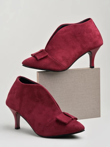 Shoetopia Solid Bow Detailed Cherry Pumps For Women & Girls