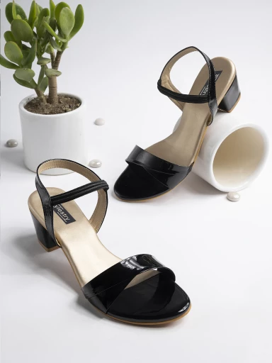Shoetopia Women's & Girl's Black Pointed Toe Block Heels