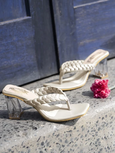 Shoetopia Stylish Cream Heels
