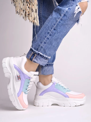 Shoetopia Smart Casual White Sneakers For Women & Girls