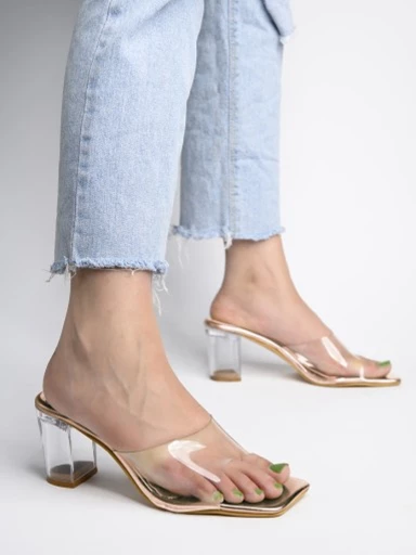 Shoetopia Womens & Girls Pink & Transparent Block Heels