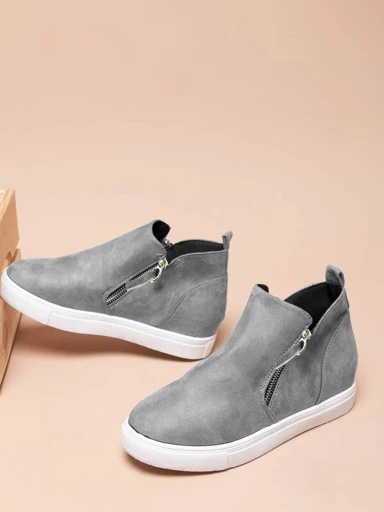 Shoetopia Casual Comfotable Smart Casual Grey Sneakers For Women & Girls