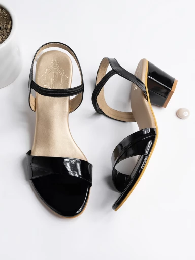 Shoetopia Women's & Girl's Black Pointed Toe Block Heels
