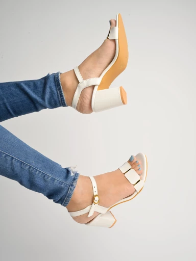 Shoetopia Womens & Girls White Backstrap Solid Block Heels