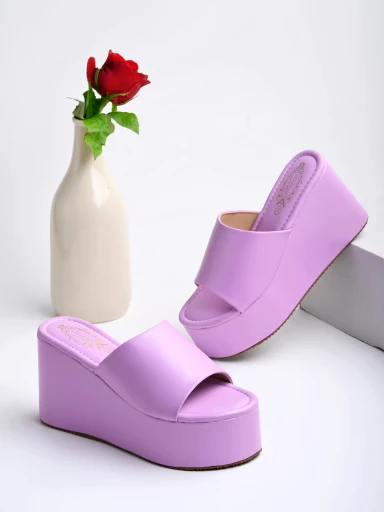 Shoetopia Fashionable Mauve Platform Heels For Women & Girls