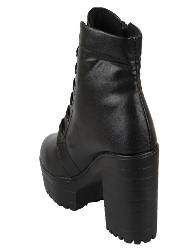 Shoetopia Womens & Girls Black Solid Lace Up Boots