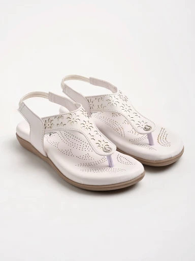 Shoetopia Slingback White Flat Sandals For Women & Girls