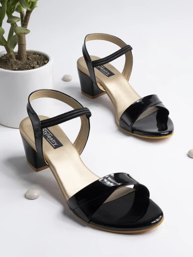 Shoetopia Women's & Girl's Black Pointed Toe Block Heels