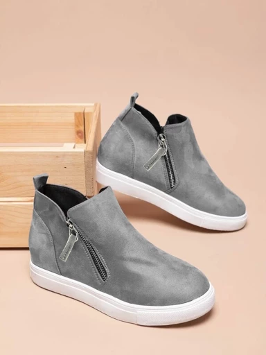 Shoetopia Casual Comfotable Smart Casual Grey Sneakers For Women & Girls