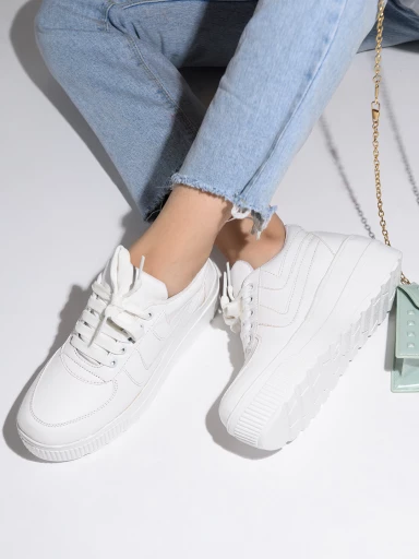 Shoetopia Women White Solid Suede Heeled Sneakers