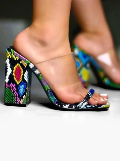 Shoetopia Womens & Girls Black Animal Print Block Heels
