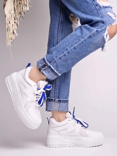 Shoetopia Smart Casual White Sneakers For Women & Girls