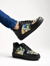 Shoetopia Lace-up Printed Detail Black Sneakers For Women & Girls