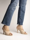 Shoetopia Women's & Girl's Beige Peep Toe Textured Slim Heels