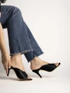 Shoetopia Women's & Girl's Black Peep Toe Textured Slim Heels