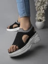 Shoetopia Lightweight Comfortable Daily Wear & Trendy Flatforms Black Sandals for Women & Girls