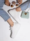 Shoetopia Women White Solid Suede Heeled Sneakers